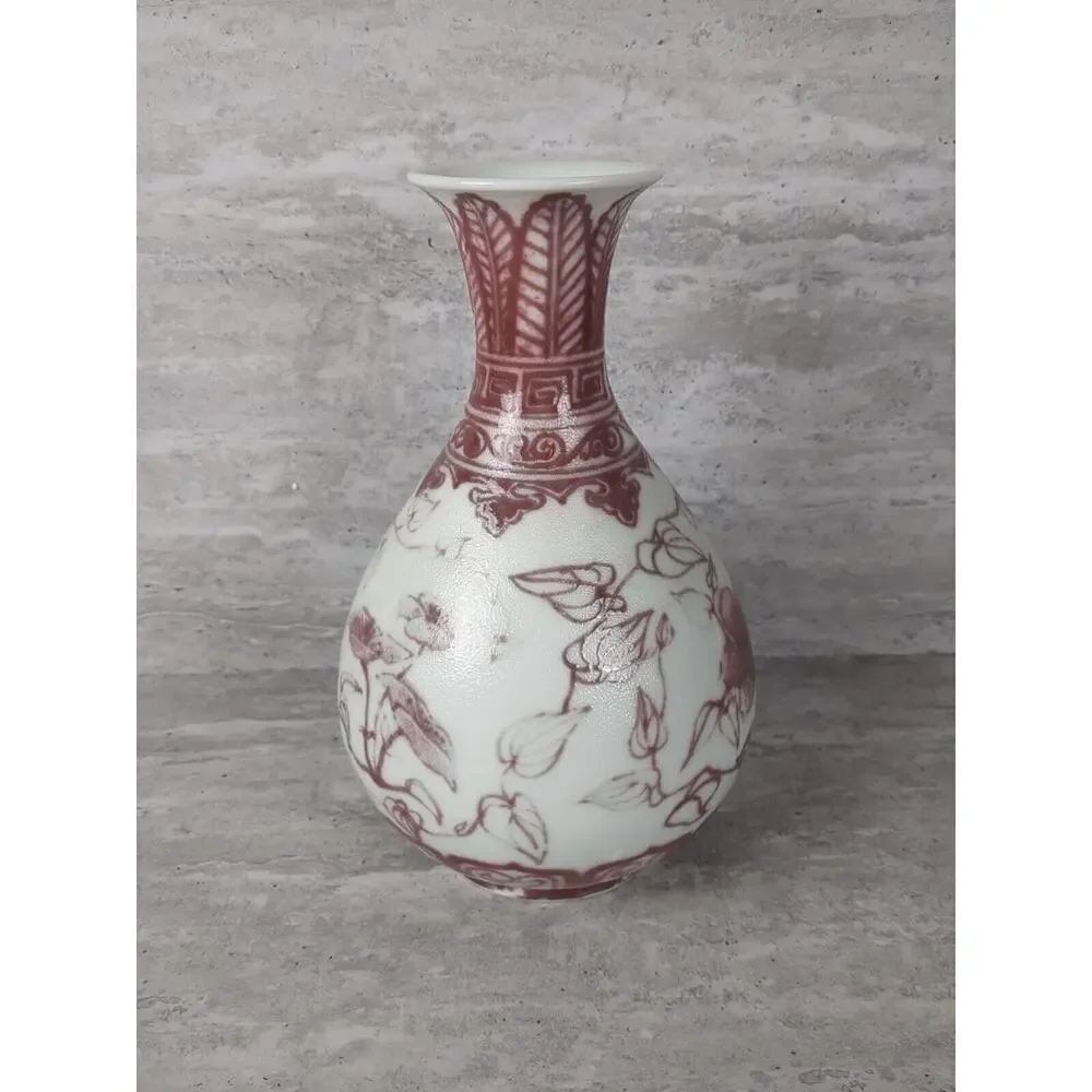 Chinese Antique Underglaze Red Porcelain Vase,‎ Cherry Blossom